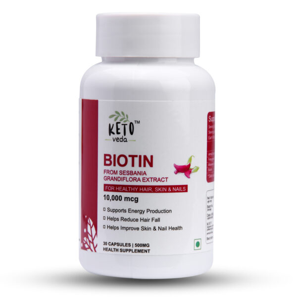 Keto Veda Biotin 10000 mcg Supplement with Keratin