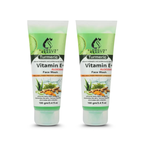 Pack of 2 Glowglint Beauty Vitamin E+Aloe Vera|Turmeric Face Wash